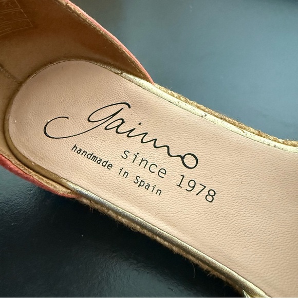 Salmon coral flat espadrille sandals with gold details - size 38 (US 8) NWOT - Picture 5 of 5